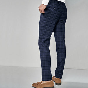Blue Skinny Fit Check Trousers - Allsport