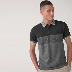 Charcoal Grey Colourblock Polo Shirt - Allsport
