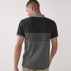 Charcoal Grey Colourblock Polo Shirt - Allsport