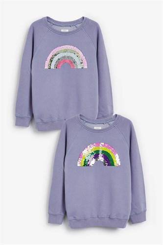 CREW PURP RBOW SEQ LONG SLV TOP (3-12YRS) - Allsport