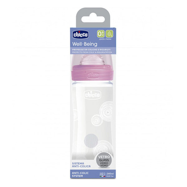 Chicco bottle in pink glass