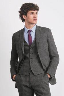 Grey Check Suit Jacket - Allsport