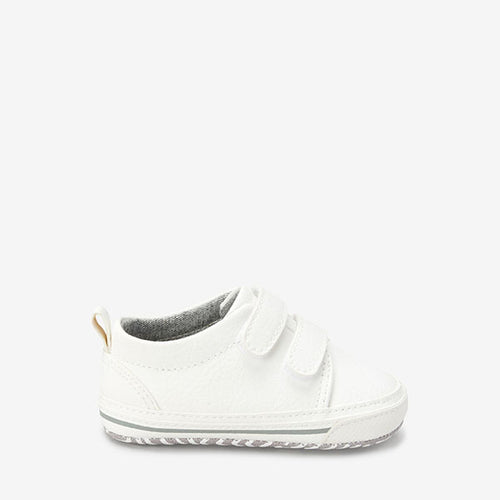 White Baby Two Strap Pram Shoes (0-18mths) - Allsport