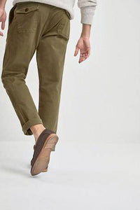 Green Slim Fit Military Chinos Trouser - Allsport