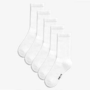 White Cushioned Footbed Sport Socks 5 Pack (Older Boys) - Allsport