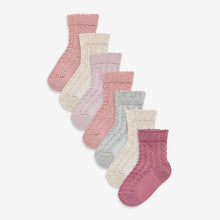Load image into Gallery viewer, Pink Cable Knit Baby 7 Pack Socks (0mths-2yrs)
