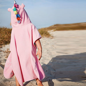 Pink Unicorn Towelling Poncho (9mths-10yrs)