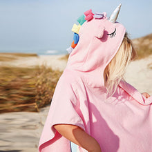 Load image into Gallery viewer, Pink Unicorn Towelling Poncho (9mths-10yrs)
