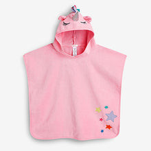 Load image into Gallery viewer, Pink Unicorn Towelling Poncho (9mths-10yrs)
