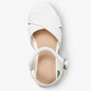 White Cork Wedge Sandals (Older) - Allsport