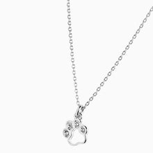 Load image into Gallery viewer, Silver Tone Sparkle Paw Pendant Necklace - Allsport
