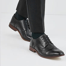 Load image into Gallery viewer, Black Regular Fit Contrast Sole Leather Brogues - Allsport
