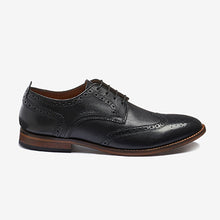 Load image into Gallery viewer, Black Regular Fit Mens Contrast Sole Leather Brogues
