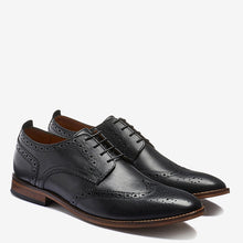 Load image into Gallery viewer, Black Regular Fit Contrast Sole Leather Brogues - Allsport
