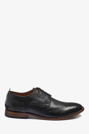 BLACK CONTRAST SOLE LEATHER BROGUES SHOES - Allsport