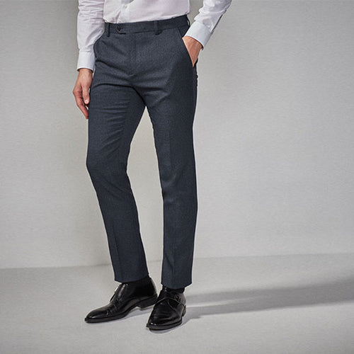 Navy Skinny Fit Puppytooth Trousers - Allsport