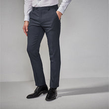 Load image into Gallery viewer, Navy Blue Skinny Fit Puppytooth Suit: Trousers - Allsport
