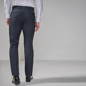 Navy Blue Skinny Fit Puppytooth Suit: Trousers - Allsport
