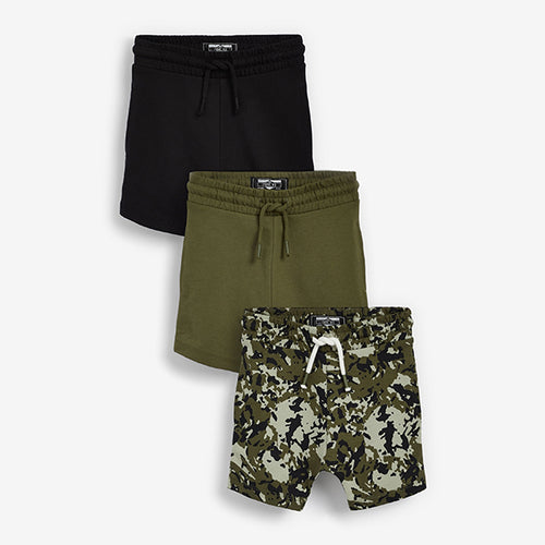 Camouflage/Green/ Black 3 Pack Jersey Shorts (3mths-5yrs) - Allsport