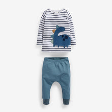 Load image into Gallery viewer, Baby 2 Pack Blue / White Stripe T-Shirt &amp; Leggings Set (0mths-18mths) - Allsport
