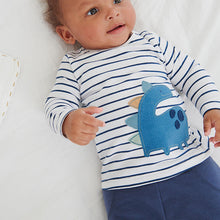 Load image into Gallery viewer, Baby 2 Pack Blue / White Stripe T-Shirt &amp; Leggings Set (0mths-18mths) - Allsport

