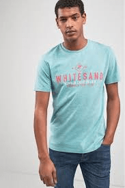 622690 TEAL WHITESAND TEE X to SMALL GRAPHIC - Allsport
