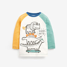 Load image into Gallery viewer, White Dino Long Sleeve T-Shirt (3mths-5yrs) - Allsport
