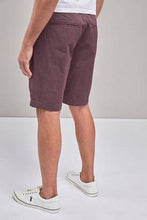 Load image into Gallery viewer, Burgundy Straight Fit Ditsy Print Belted Chino Shorts - Allsport

