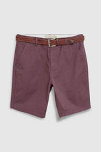 Load image into Gallery viewer, BURGUNDY DITSY PRINT BELTED CHINO SHORTS - Allsport
