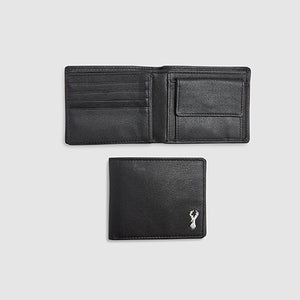 Black Leather Stag Badge Extra Capacity Wallet