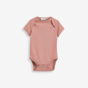 Dusky Pink Baby 5 Pack Essential Short Sleeve Bodysuits (0mths-18mths) - Allsport