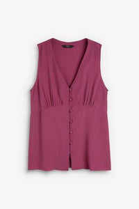 Pink Sleeveless Button Through Blouse - Allsport