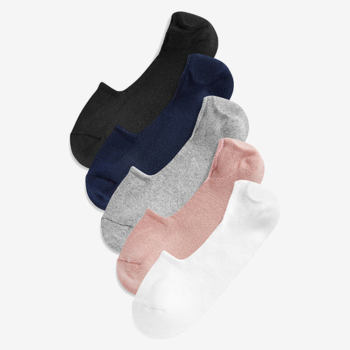 Multi Cushion Sole Invisible Trainer Socks Five Pack - Allsport