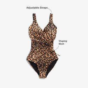 Animal Print Ruched Side Shape Enhancing Swimsuit - Allsport
