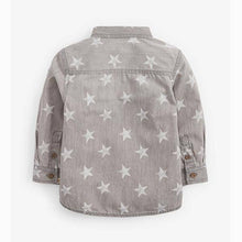 Load image into Gallery viewer, Grey Star Print Denim Shirt (3mths-5yrs) - Allsport
