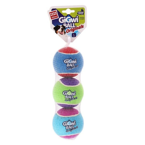 L size tennis ball 'GiGwi ball originals' (3pcs with different colour in one pack) D:8cm - Allsport