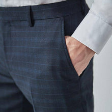 Load image into Gallery viewer, Navy/Black Tailored Fit Check Suit: Trousers - Allsport

