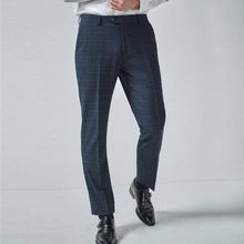 Load image into Gallery viewer, Navy/Black Tailored Fit Check Suit: Trousers - Allsport
