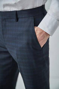 NAVY BLACK CHECK SUIT TROUSER - Allsport