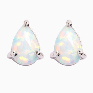 Sterling Silver Opal Stone Stud Earrings - Allsport