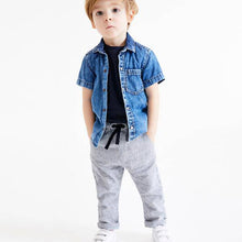 Load image into Gallery viewer, Navy Stripe Linen Blend Trousers (3mths-3yrs) - Allsport
