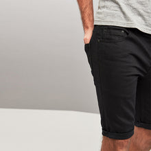 Load image into Gallery viewer, Black Skinny Fit Denim Shorts - Allsport
