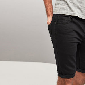 Black Skinny Fit Denim Shorts - Allsport