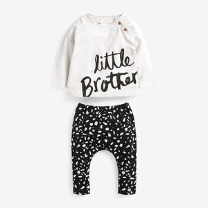 Little Brother Black/White Baby 2 Pack T-Shirt And Legging Set (0mth-18mths)