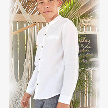 Load image into Gallery viewer, White Long Sleeve Textured Grandad Shirt (3-12yrs) - Allsport
