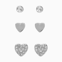 Load image into Gallery viewer, Silver Tone Heart Stud Earrings 3 Pack - Allsport
