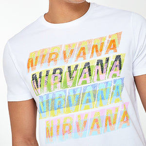 White Nirvana Text Licence T-Shirt - Allsport