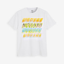 Load image into Gallery viewer, White Nirvana Text Licence T-Shirt - Allsport
