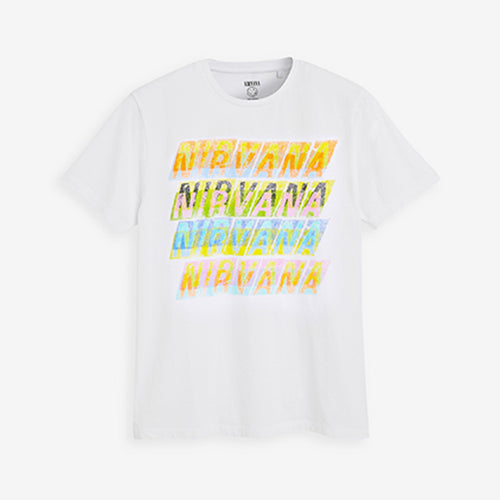 White Nirvana Text Licence T-Shirt - Allsport