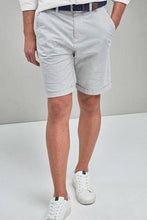 Load image into Gallery viewer, Grey Fine Stripe Belted Shorts - Allsport
